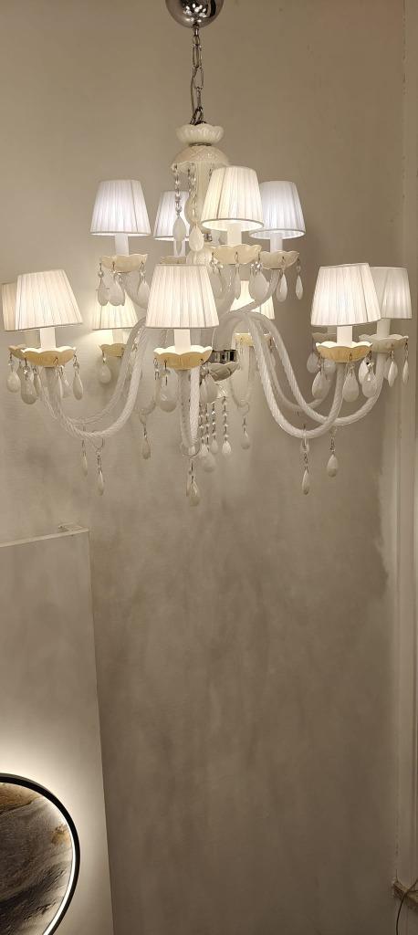 Nieuwe mondgeblazen Murano luchter, Huis en Inrichting, Lampen | Kroonluchters, Nieuw, Glas, Ophalen of Verzenden