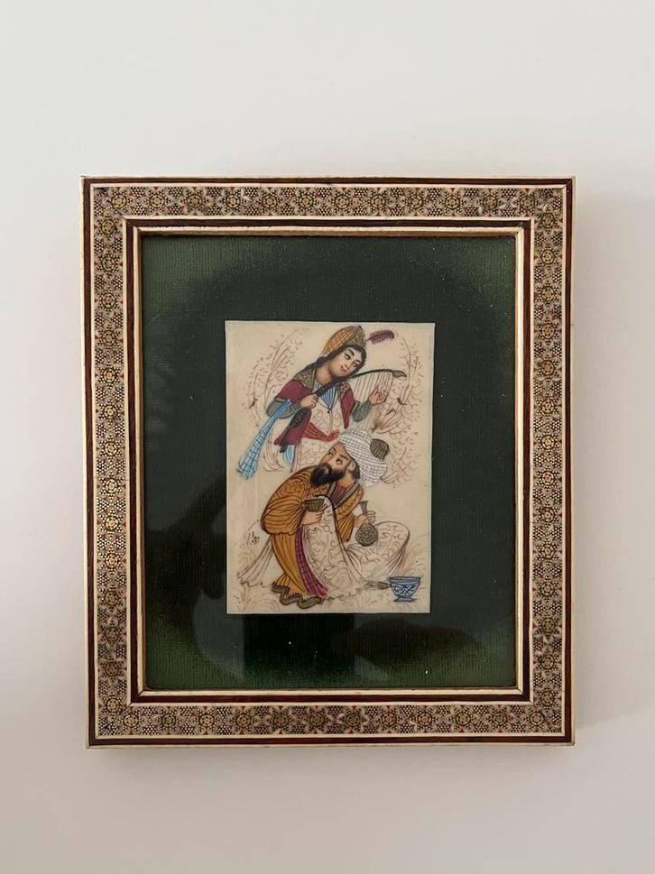 Perzisch miniatuur schilderij (Khatam), Antiek en Kunst, Kunst | Schilderijen | Klassiek, Verzenden