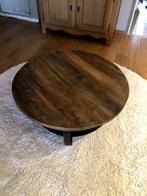 Salontafel met houten blad en metalen zwarte poot nieuw, Ophalen, 50 tot 100 cm, Rond, Nieuw