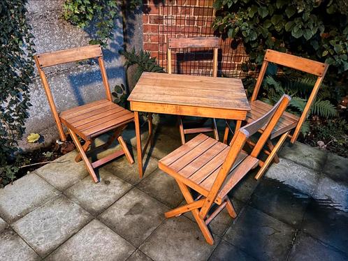 Ensemble vintagde jardin - chaises table de camping Josco, Jardin & Terrasse, Ensembles de jardin, Utilisé, Bois, 4 places, Table d'appoint