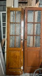 Oude dubbel deur met frozen geslepen glas, Ophalen, Zo goed als nieuw, Glas