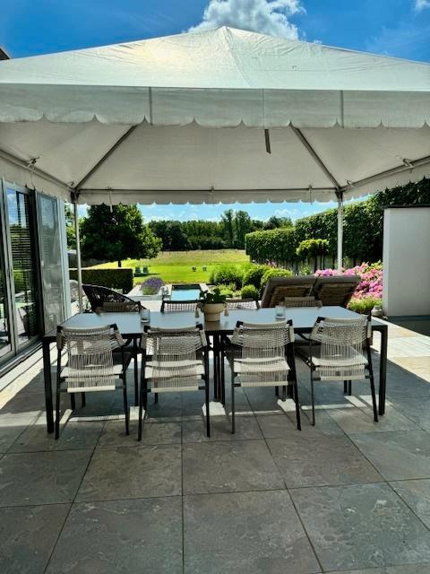 Professionele zonnetent met stevig pvc zeil - Veldeman, Tuin en Terras, Overkappingen, Gebruikt, Tuinpaviljoen, Ophalen