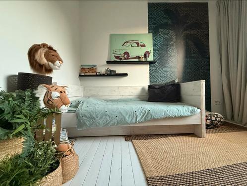 Steigerhouten Bedbank (90x200) met 2 ruime opberglades, Huis en Inrichting, Slaapkamer | Complete slaapkamers, Zo goed als nieuw