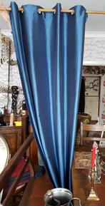 TAFFETA-GORDIJNEN AAN RINGEN, Blauw, 100 tot 150 cm, Gebruikt, Ophalen of Verzenden