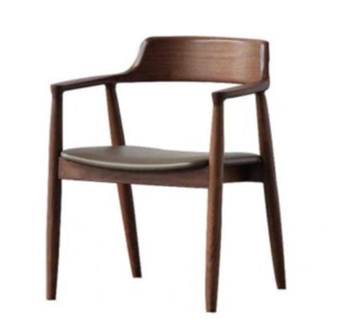 Designstoel Notelaar met zwarte Zitting, Maison & Meubles, Chaises, Neuf, Quatre, Bois, Synthétique, Cuir, Brun, Enlèvement