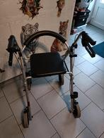 Tribune déambulateur pliable aluminium 4roues, freins,dosier, Ophalen, Opvouwbaar