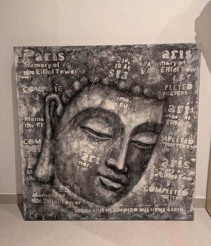 Mooi buddha schilderij te koop 100x100x5 cm, Huis en Inrichting, Woonaccessoires | Wanddecoraties, Nieuw, Ophalen