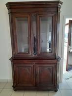 Eetkamer: vitrinekast, tafel en stoelen uit volle Franse eik, Huis en Inrichting, Kasten | Buffetkasten, Ophalen