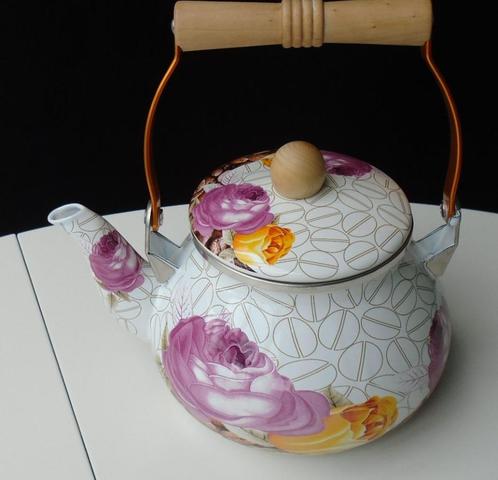 THEEPOT EMAILLE GROOT BONEN 1,8 LTR VOORDELIG Nieuw, Antiquités & Art, Antiquités | Email, Envoi