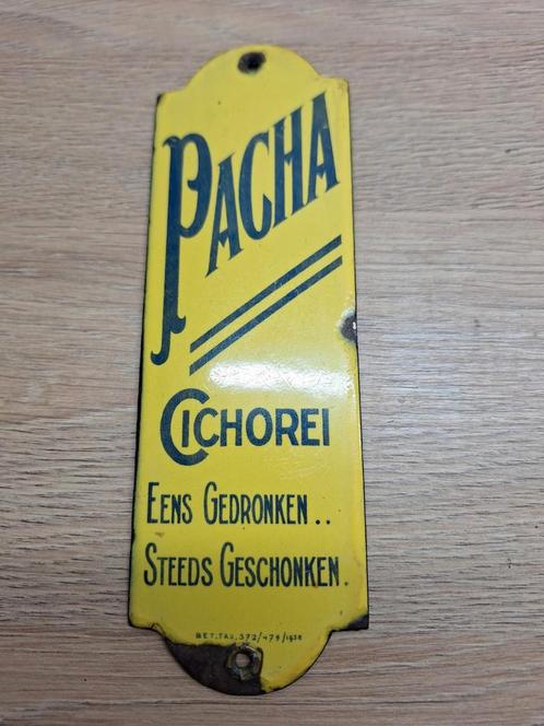Emaille deur bordje 1938 Pacha Cichorei, Verzamelen, Merken en Reclamevoorwerpen, Gebruikt, Reclamebord, Ophalen of Verzenden