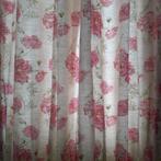 4 Overgordijnen met bloemen, Huis en Inrichting, Stoffering | Gordijnen en Lamellen, Ophalen, Gebruikt, Beige, 200 cm of meer