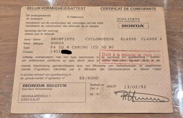 (CUSTOM) Honda Camino Conformiteitscertificaat  beschikbaar voor biedingen