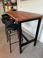 Bartafel van echt mangohout inclusief 2 krukken, Ophalen, Zo goed als nieuw, Inclusief barstoelen