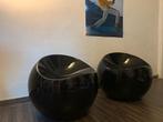 2 zwarte ball chairs, Huis en Inrichting, Stoelen, Ophalen, Kunststof, Gebruikt, Twee