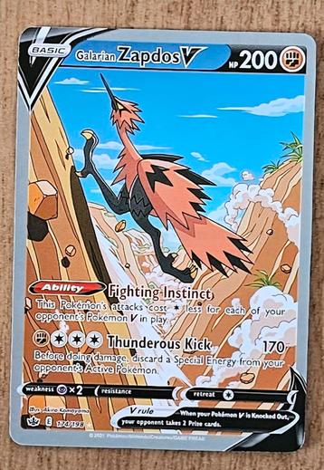 Pokémon kaart galarian zapdos V beschikbaar voor biedingen