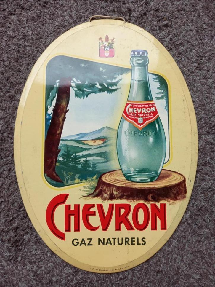 EAUX DE CHEVRON 1958, Verzamelen, Biermerken, Zo goed als nieuw, Reclamebord, Plaat of Schild, Overige merken, Ophalen