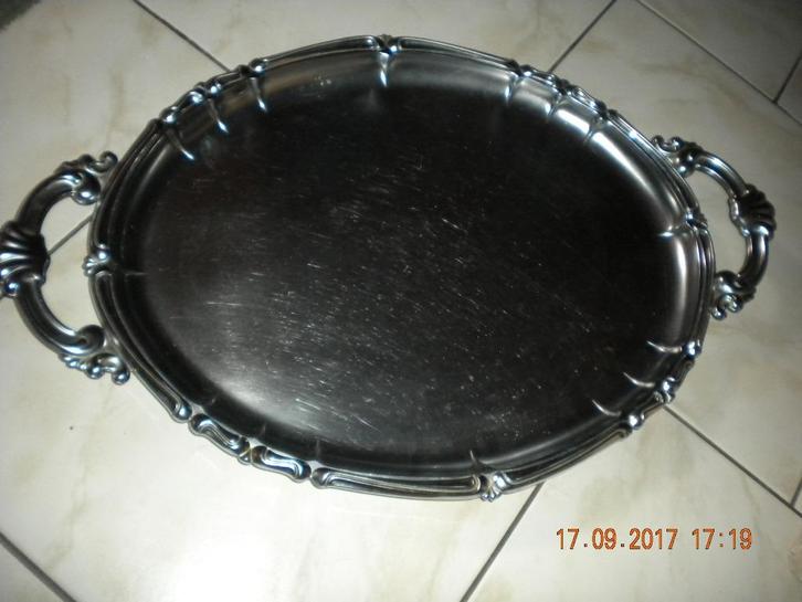 Opdien-/serveerschotel (inox) 1x, Huis en Inrichting, Woonaccessoires | Dienbladen, Ophalen