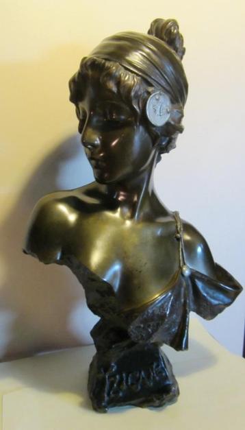 Bronze ancien Art Nouveau : buste d'Emmanuel Villani vers 19