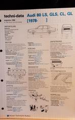 Audi 80 ls gls cl gl 1978- technische fiche, Ophalen of Verzenden, Zo goed als nieuw