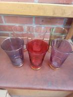 6 gekleurde glazen met vanonder gouden rand, Verzamelen, Ophalen of Verzenden, Zo goed als nieuw