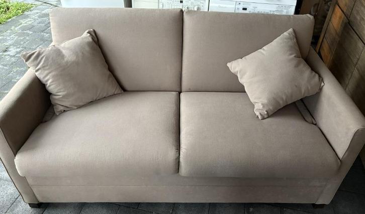 Slaapbank voor 2 personen, Huis en Inrichting, Slaapkamer | Slaapbanken, Gebruikt, 180 cm, 220 cm, Tweepersoons, Beige, Bruin