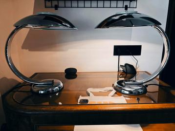 2x Vintage chroom tafellamp jaren ’80 – Bauhaus/Art Deco beschikbaar voor biedingen