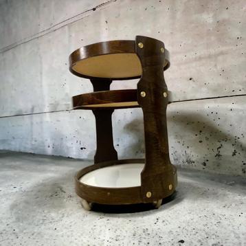 Chariot de bar et table d'appoint vintage rond de l'ère spa, Enlèvement ou Envoi