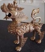 Chien de fô (lion) chinois en bronze dore, Gebruikt, Ophalen of Verzenden