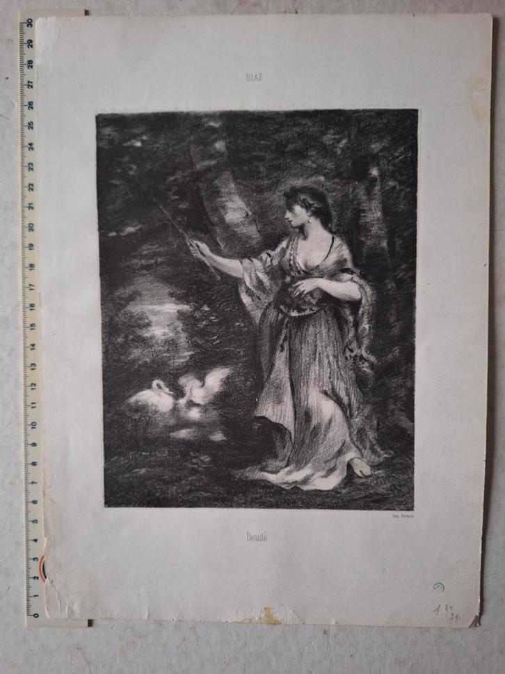 Litho van Narcisse Diaz de la Pena "Beauté", Antiek en Kunst, Kunst | Litho's en Zeefdrukken, Ophalen of Verzenden