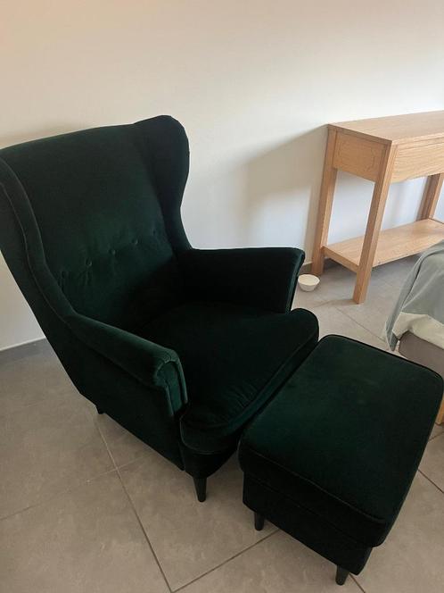 STRANDMON Ikea fauteuil met voetenbankje, Huis en Inrichting, Fauteuils, Nieuw, Overige materialen, Ophalen