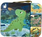 Janod Puzzel 4 Dinosaurus Puzzels 6-9-12 en 16 Stukjes, Kinderen en Baby's, Speelgoed | Kinderpuzzels, Verzenden, Zo goed als nieuw