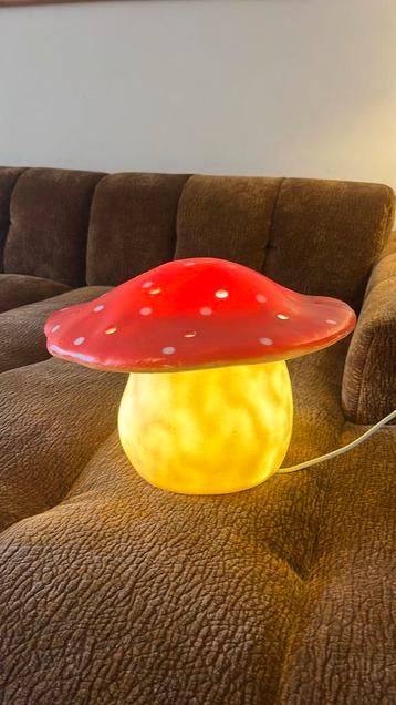 Lampe en forme de champignon, rouge et jaune., Enlèvement ou Envoi, Utilisé, Autres matériaux, Moins de 100 cm
