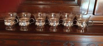 6 zilveren theeglazen  beschikbaar voor biedingen