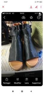 Chaussures cuir neuve 40 jamais mise et sandales 39, Ophalen, Zwart, Nieuw, Sandalen of Muiltjes