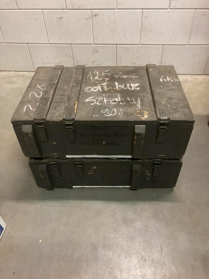 Houten munitiekisten ,nu 15 euro per stuk, Huis en Inrichting, Woonaccessoires | Kisten, Gebruikt, Ophalen