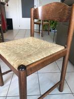 2 houten stoelen met rotan/rieten zitting, Huis en Inrichting, Stoelen, Ophalen, Bruin, Riet of Rotan, Twee