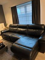 Hoeksalon in leder + 2 elektrische relaxen in prima staat, Ophalen, Zo goed als nieuw, Leer, Hedendaags