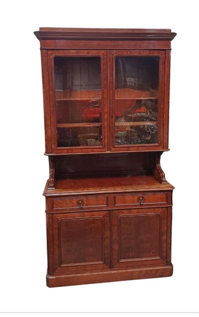 Bibliothèque française de style Louis-Philippe en acajou 19e, Huis en Inrichting, Kasten | Buffetkasten, Gebruikt, Met lade(s)