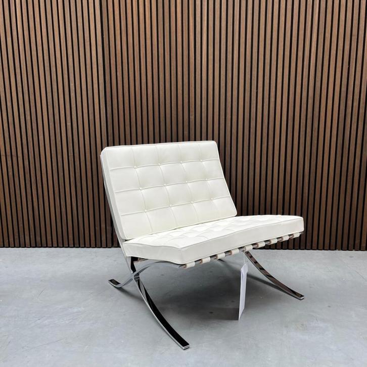 Knoll Barcelona chair - Bianco premium leder (wit), Antiek en Kunst, Antiek | Meubels | Stoelen en Sofa's, Ophalen of Verzenden