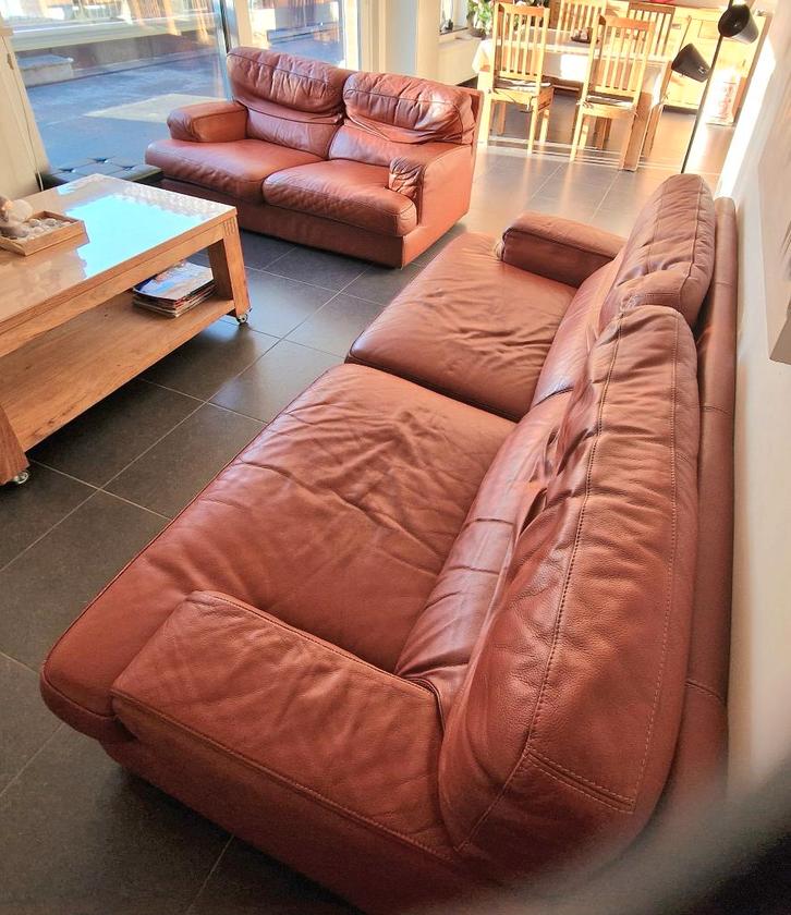 Driezit en tweezit, Huis en Inrichting, Zetels | Zetels, Gebruikt, Rechte bank, Vierpersoons of meer, 200 tot 250 cm, 100 tot 125 cm