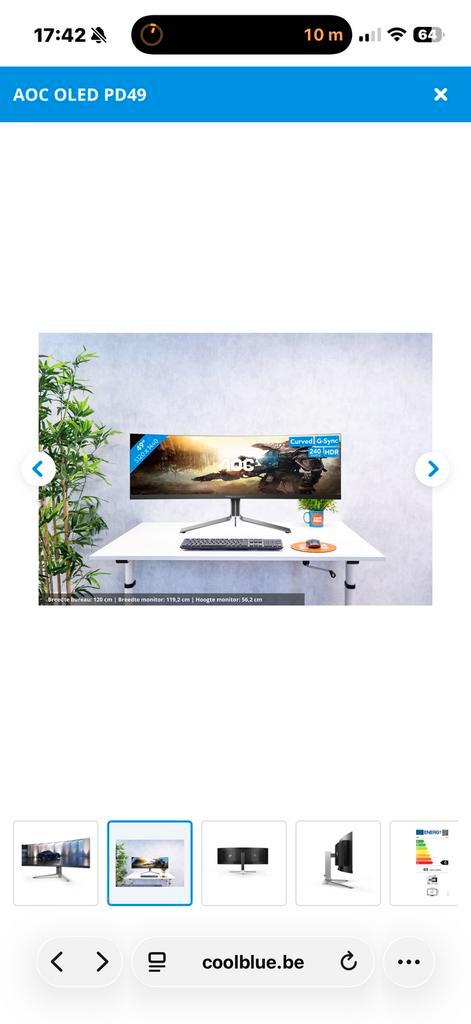 Aoc monitor Oled PD49, Computers en Software, Monitoren, Nieuw, 201 Hz of meer, HDMI, Gaming, Ingebouwde speakers, Ultrawide, In hoogte verstelbaar