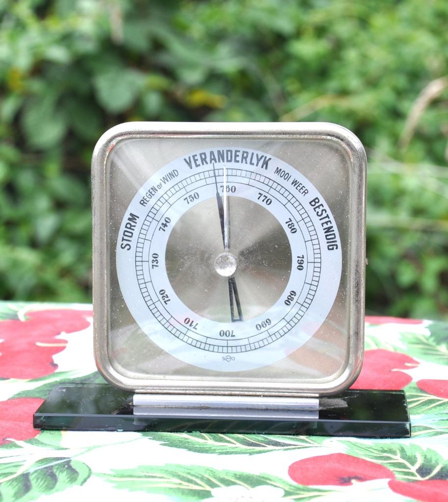 barometre avec socle en verre noir ecriture en neerlandais, Antiquités & Art, Enlèvement ou Envoi