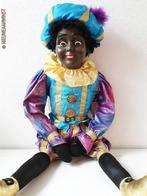 Authentieke V&D etalage zwarte Piet pop - 85cm, blauw/paars, Verzenden