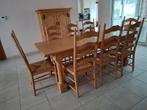 licht eiken tafel met verlenging, 8 stoelen, kast, barkast, Huis en Inrichting, Ophalen, Zo goed als nieuw