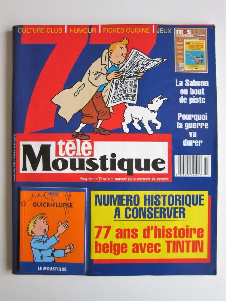 Moustique spécial Tintin + livre Quick et Flupke (2001) TBE, Boeken, Stripverhalen, Nieuw, Eén stripboek, Ophalen of Verzenden