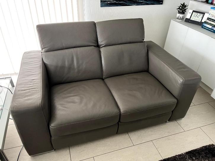 Lederen 2-zit met 2 relax zetels, Huis en Inrichting, Zetels | Zetels, Zo goed als nieuw, Rechte bank, Tweepersoons, Leer, Ophalen