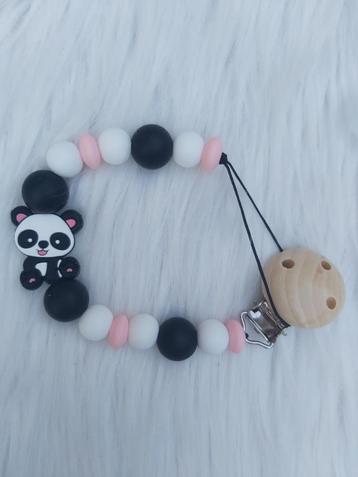 Speenkoord pandabeer zwart roze beschikbaar voor biedingen