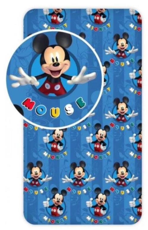 Mickey Mouse Hoeslaken Disney 90x200 - Disney, Kinderen en Baby's, Kinderkamer | Beddengoed, Nieuw, Hoeslaken of Sloop, Blauw