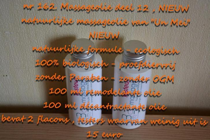 162. Massageolie deel 12 , testers , verzending inbegrepen, Sport en Fitness, Massageproducten, Nieuw, Olie of Lotion, Verzenden
