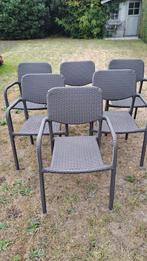 Set van 6 tuinstoelen uit antraciet wicker., Tuin en Terras, Tuinstoelen, Ophalen, Zo goed als nieuw, Wicker